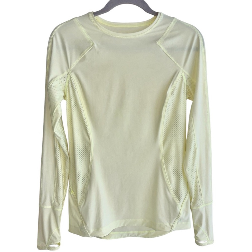 Athleta Pacifica Swim Surf Rashguard Size Small Long Sleeve Yellow Green UPF